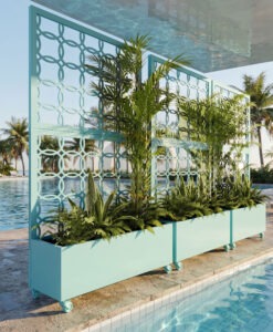Bryant Wall custom design private label commercial hospitality design illuminating planters tiffany blue