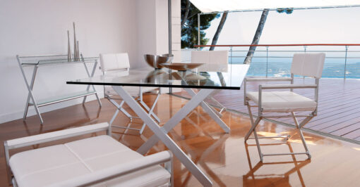 1100 1401b luxury yacht metal glass dining table1