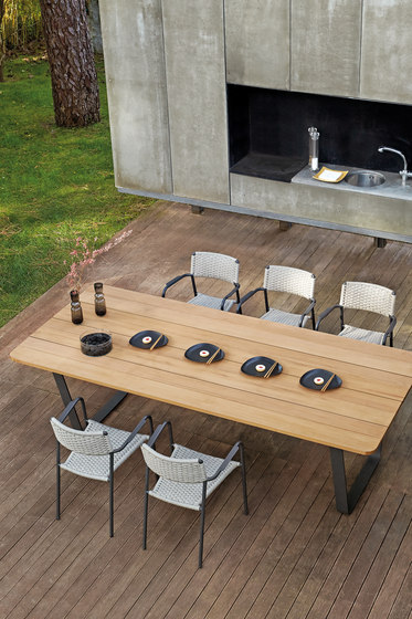 manutti air dining table collection teak or ceramic