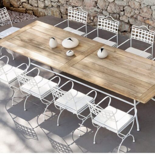 Manutti Capri Dining Table traditional black or white outdoor furniture teak or glass top