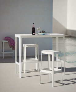 Modern High Bar Table This new elegant & minimalistic bar table is made from laser cut aluminum, bended and welded toghether-simple, yet refined to blend with any design.