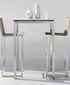 Manutti Trento Stainless Steel Bar Table Luxury with beautiful lines and modern aesthetic.
