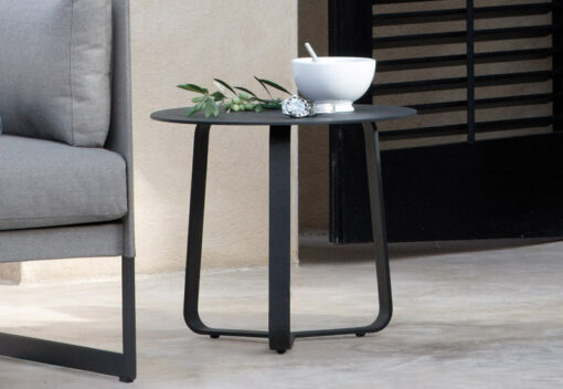 Modern Stainless Steel Black Round Side Table