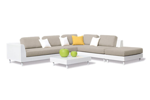 Allure Sectional Modular Sofa is like a breath of fresh air with its plush cushions and unique style. With Sunbrella fabric it is a sofa you can lay on all day.