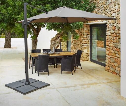 Sleek, sophisticated and easy to use. This umbrella is a beauty with bold modern lines. Multi positions means multiple possibilities on how you can have your shade and comfort.
