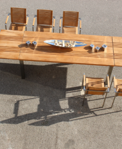 Conner Extendable dining table teak stainless steel Modern design