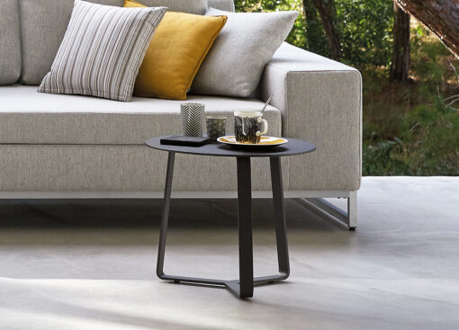 Manutti Rodial round side table perfect for small spaces. Made in an ultra robust powder coated aluminum designed to withstand the rigors of time.