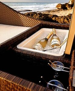 3500 2303b Luxury Cooler Champagne Wicker Chaise Lounger