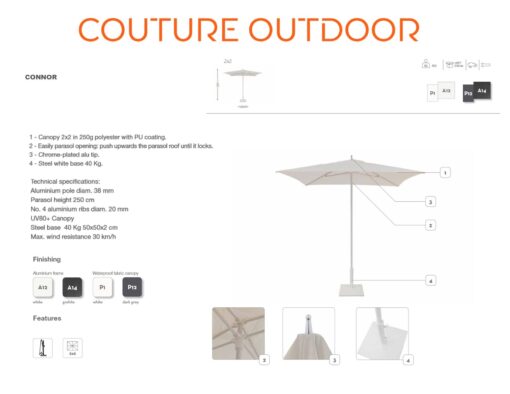 abir umbrella 6 ft market center pole freestanding patio square european white black pool contract hospitality