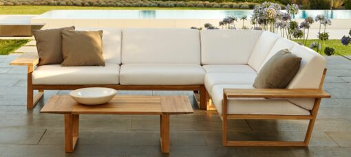 lin teak contemporary sectional sofa
