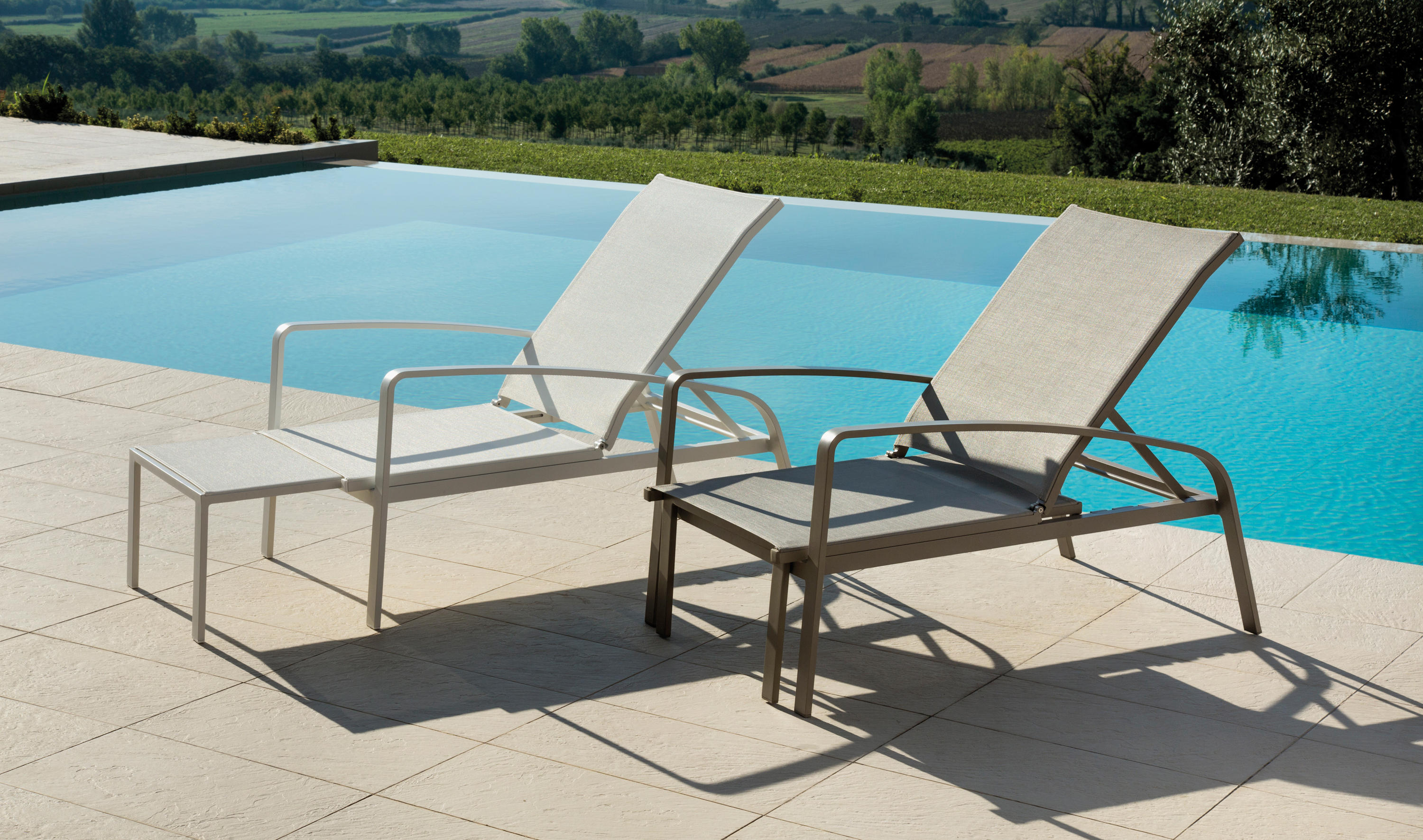 Modern Aluminum Textilene Deck Chair Nikki Beach Contract Hotels luxury