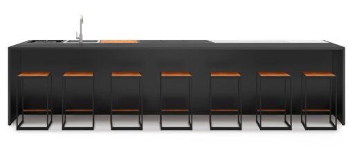 8m modern outdoor kitchen black gas charcoal sink with bar cooking hub refrigerator