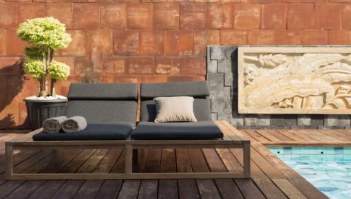 transitional contemporary outdoor teak sofa seating qdf cushion