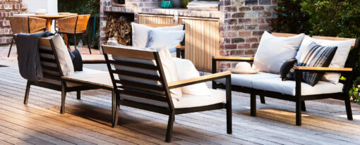 Alar 2 Seater Sofa Modern Outdoor Luxury Outdoor Teak Aluminum White Black Commercial Hospitality Furniture
