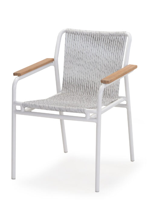 Flyn Stackable Rope Dining Chair Hospitality Contract White and Grey