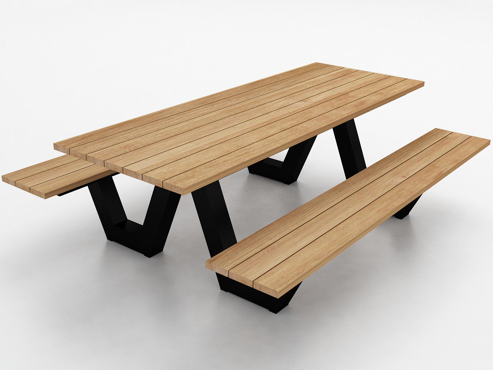 Modern Aluminum Teak Picnic Table Highend Strong Luxury Contemporary