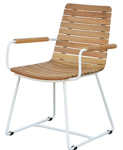 Contemporary Stainless Steel Teak Dining Chair