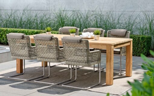 agreta cantilever dining chair champagne grey contemporary outdoor furniture residential Hamptons Greenwich