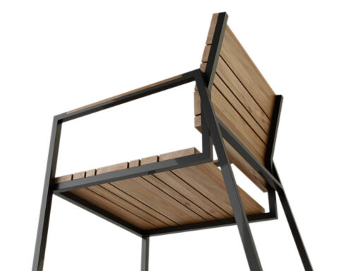 Bermudafied Dining Chair Modern Teak Slats Aluminum