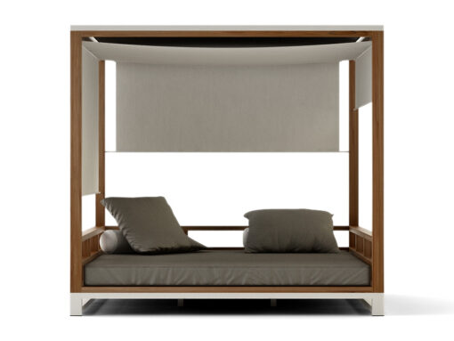 Bermudafied-modern outdoor teak white black daybed curtain adjustable canopy hotel contract hospitality
