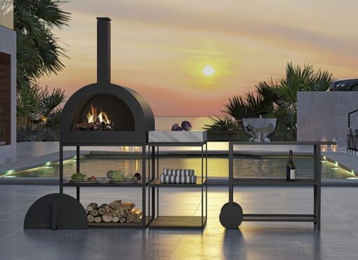 Garden Ease Wood Burning Pizza Oven Anthracite Bar Trolly Luxury Hospitality Hotel Couture Outdoor
