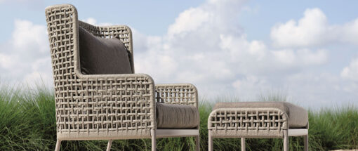 agreta club chair foot stool champagne grey contemporary outdoor furniture residential Hamptons Greenwich