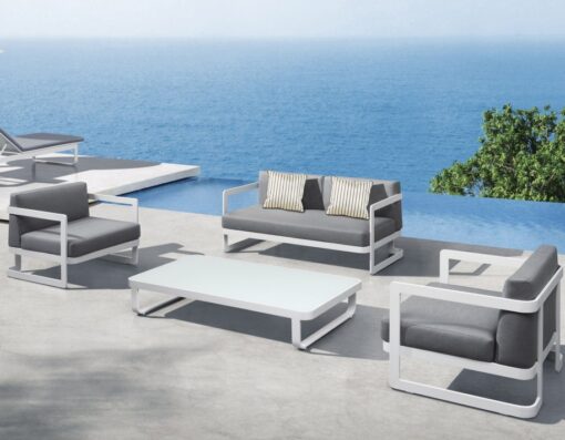 averon modern white outdoor sofa set