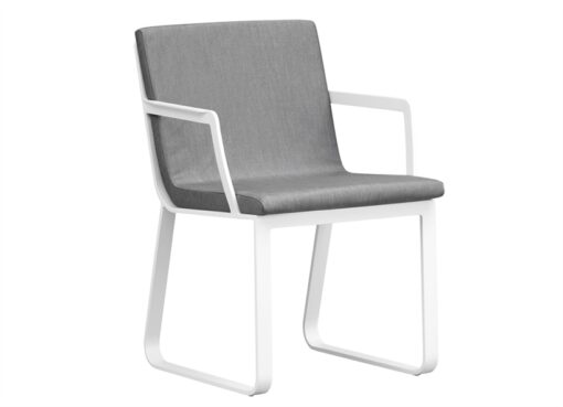 averon modern white transitional dining chair arm grey closeup
