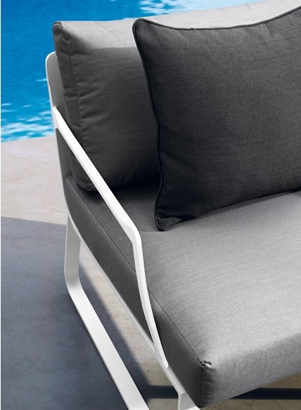 averon white grey modern club chair closeup