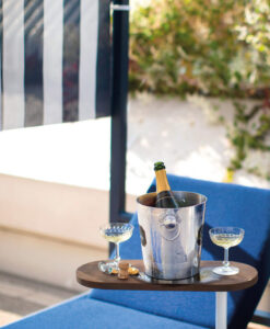 Cabana daybed modern luxury hotel ferrari blue orange white champagne