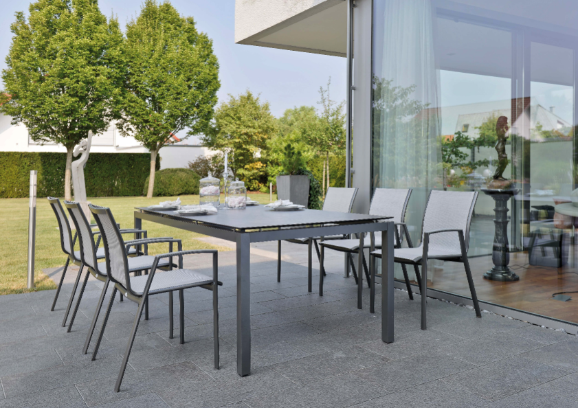 Modern Powder Coated Aluminum Textilene Outdoor Dining Chair Patio