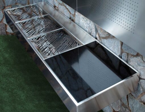 Sleek Cantilever 2 BBQ Charcoal Grill wall mount modern outdoor kitchen design