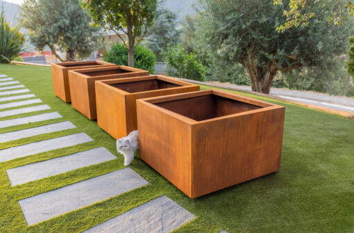 modern planter cube luxury custom steel outdoor commercial