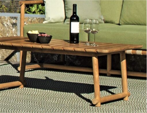 dowel rod teak frame sling strap european luxury design coffee table hamptons palm beach home nature organic