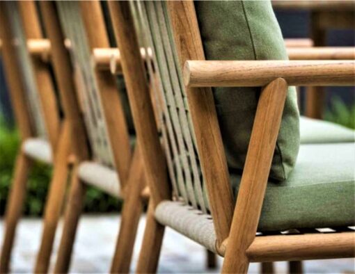 dowel rod teak frame sling strap european luxury design dining chair hamptons palm beach
