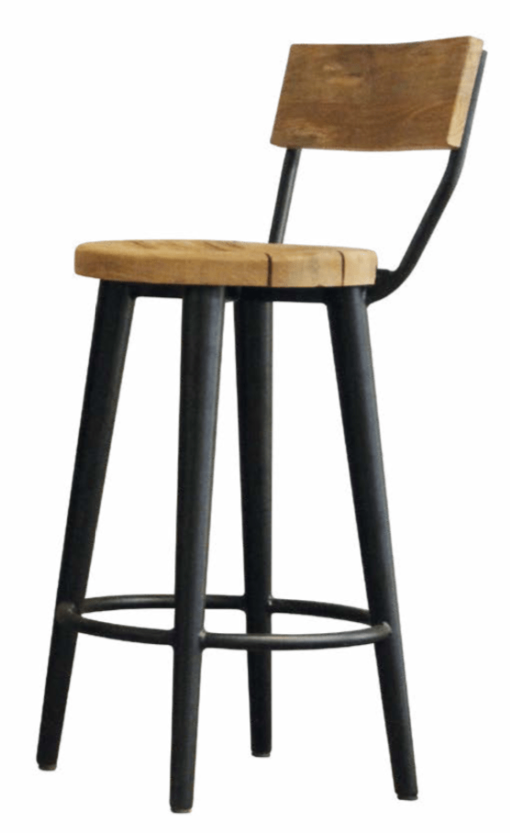 rustic bar stool with backrest