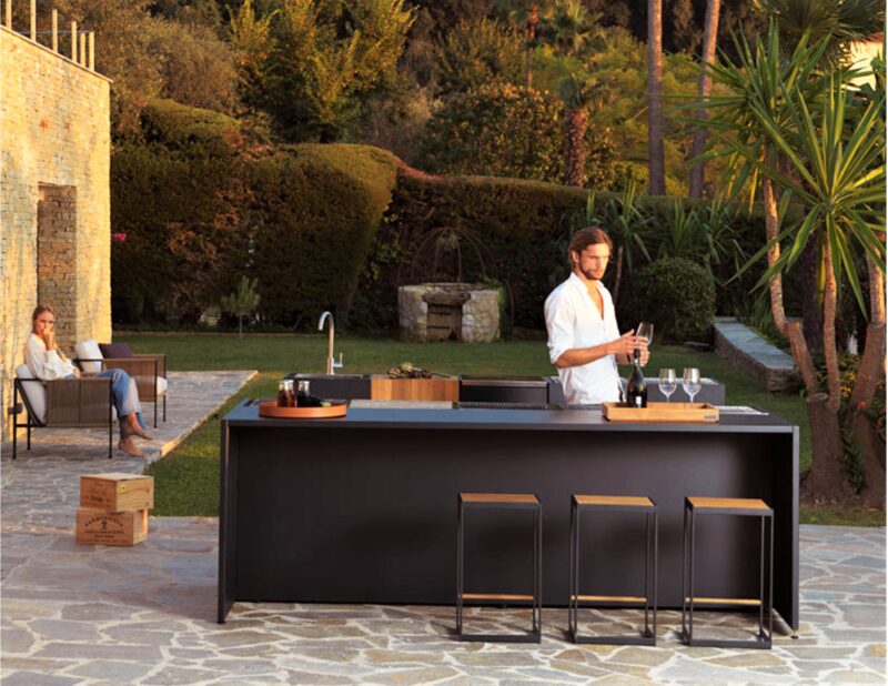 modern luxury outdoor kitchen island black stainless grill bbq gas charcoal custom