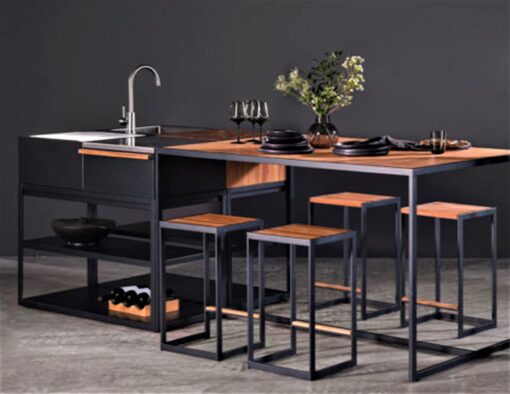 luxury modular outdoor custom grill kitchen black bistro bar modular counter table modern architecture design combo set