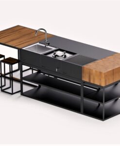 luxury modular outdoor custom grill kitchen black bistro bar modular counter table modern architecture design combo2