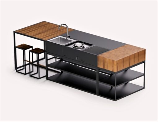 luxury modular outdoor custom grill kitchen black bistro bar modular counter table modern architecture design combo2